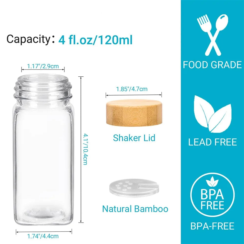12-Piece Glass Spice Jar Set with Bamboo Lids