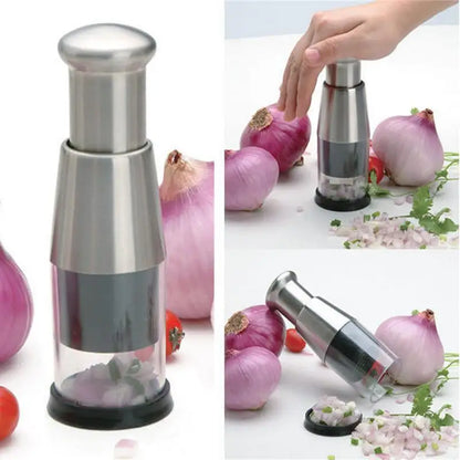 Compact Manual Vegetable Chopper – Garlic & Onion Cutting Tool