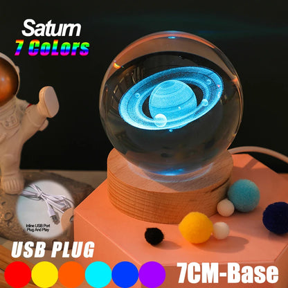 3D Galaxy Crystal Ball LED Night Light