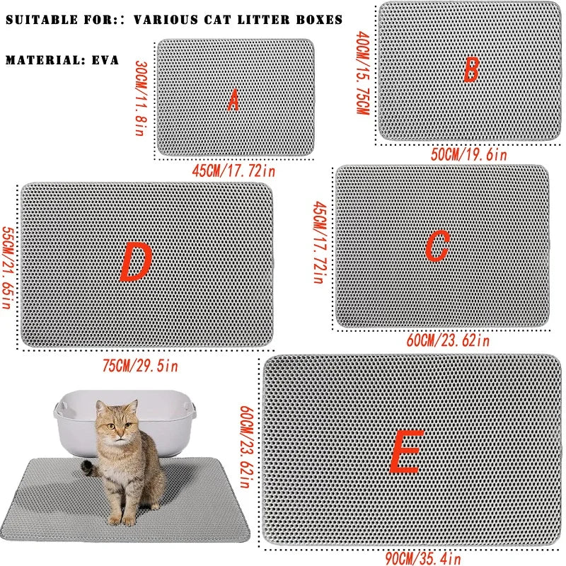 Large Waterproof Cat Litter Mat – Non-Slip Double-Layer