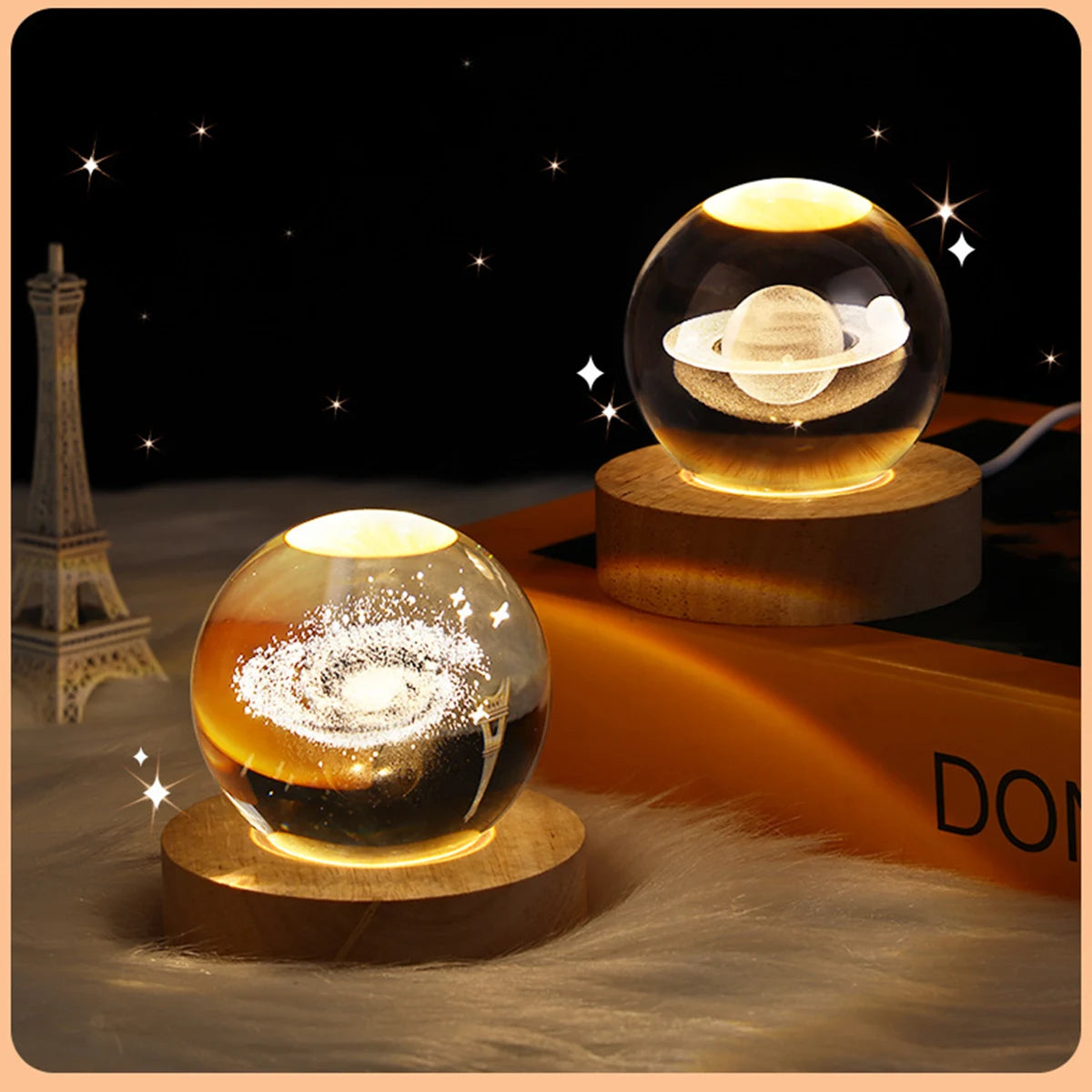 3D Galaxy Crystal Ball LED Night Light