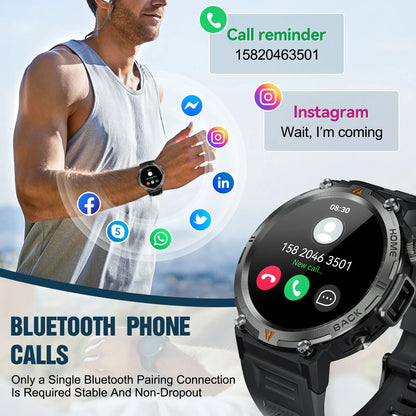 2025 Smart Watch for Men Bluetooth Calling Fitness Tracker with Flashlight & Full Touchscreen