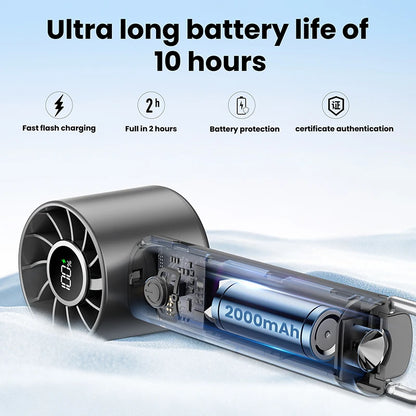 Portable Mini Fan with LED Display & Flashlight