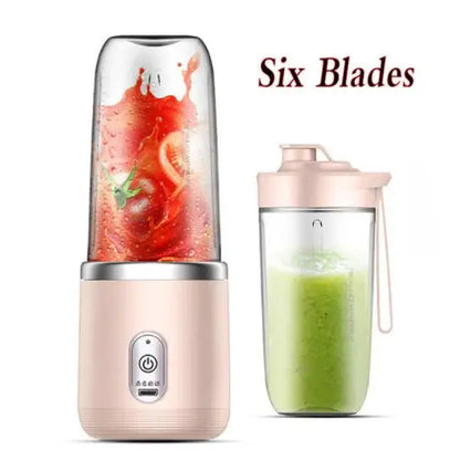 Portable USB Rechargeable Fruit Juicer 6-Blade Mini Blender Bottle