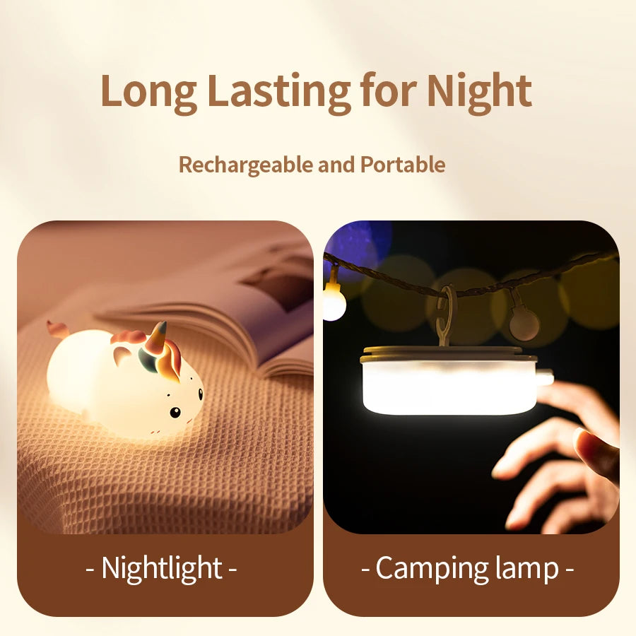 Rechargeable Silicone Unicorn LED Night Lamp