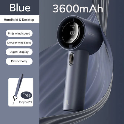 Mini Portable Hand Fan, 100 Wind Speeds, 5000mAh USB Battery Rechargeable, LED Digital Display, Travel,Camping,Outdoor