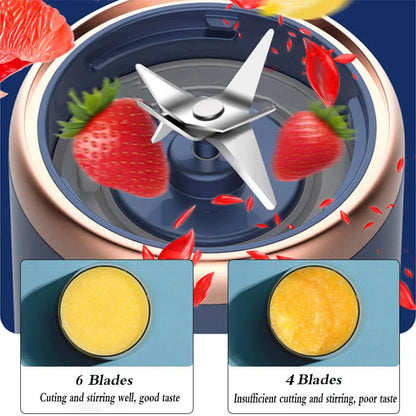 Portable USB Rechargeable Fruit Juicer 6-Blade Mini Blender Bottle