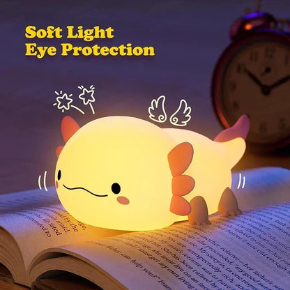 Cute Axolotl Silicone Night Light – Touch Control & USB Rechargeable