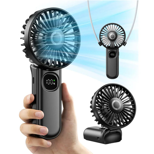 Foldable Handheld Fan with LED Display & 3000mAh Battery