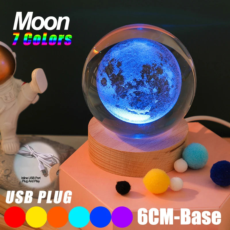 3D Galaxy Crystal Ball LED Night Light