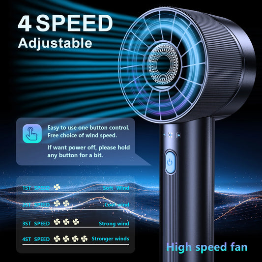 High-Speed USB Fan – Compact, Rechargeable, 4-Speed Cooling