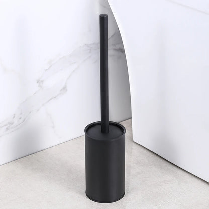 Vertical Matt Black Toilet Brush Holder Set