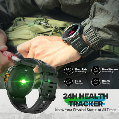 2025 Smart Watch for Men Bluetooth Calling Fitness Tracker with Flashlight & Full Touchscreen
