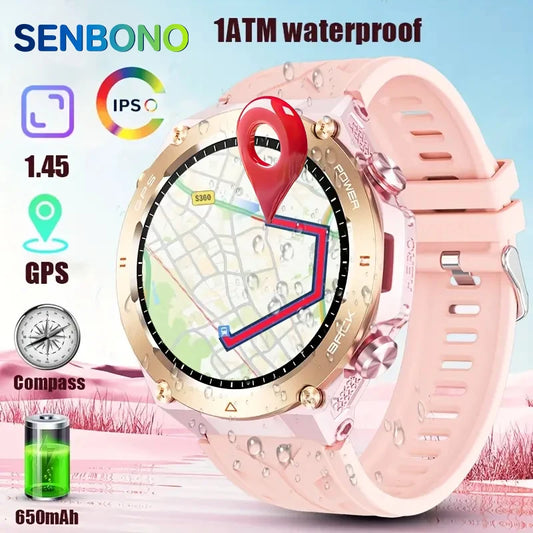 Women’s Fitness Smartwatch GPS, Heart Rate, Sleep Tracker, Waterproof