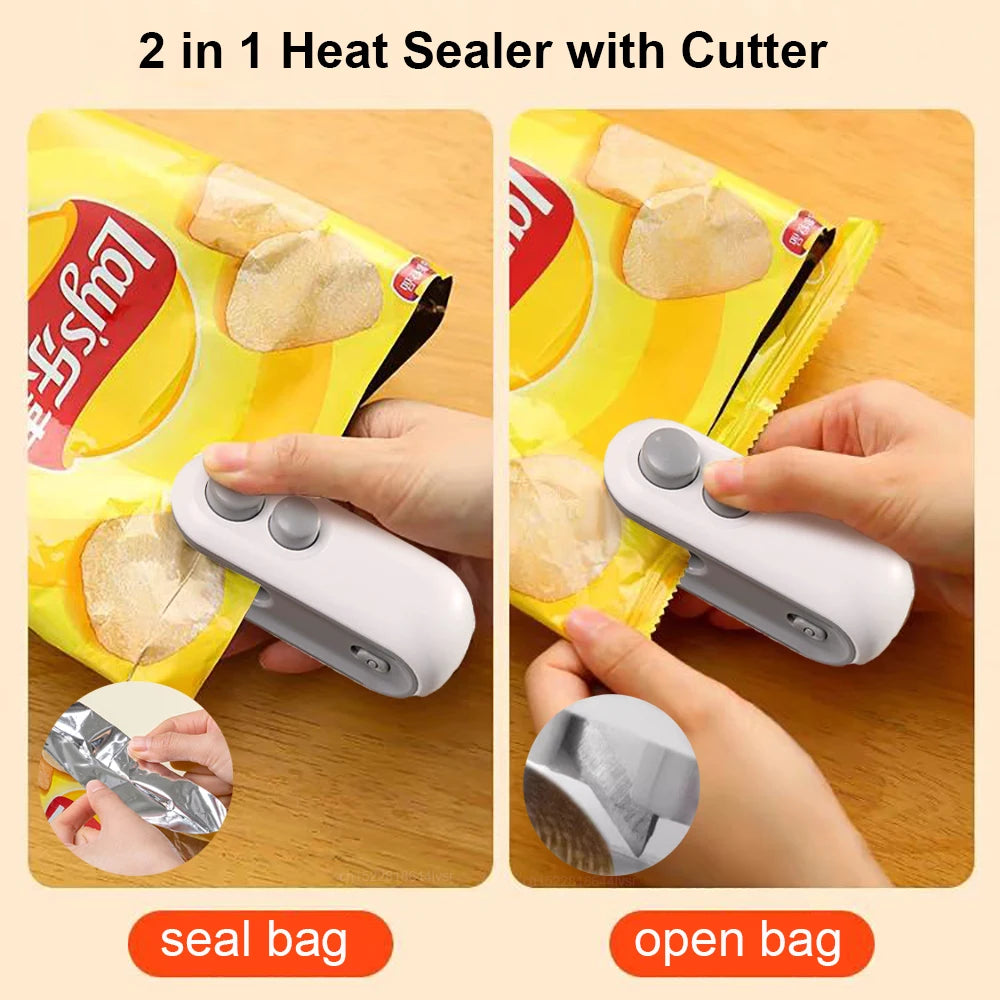Portable Heat Sealer with Cutter Seal & Slice in Seconds