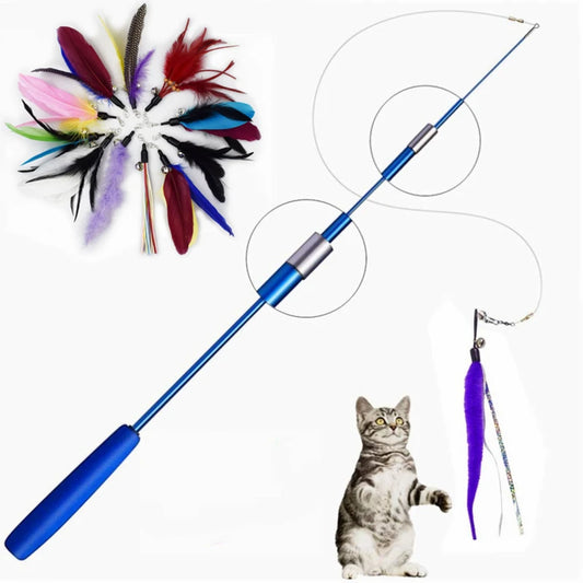Telescopic Cat Feather Teaser Wand