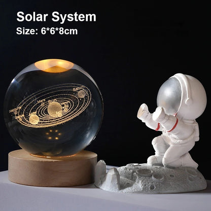 LED Galaxy Crystal Ball Night Light – Solar System 3D Milky Way