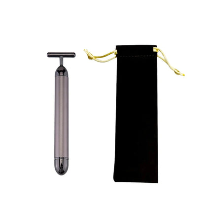 24K Gold T-Shape Electric Face Roller – Vibrating Facial Massager