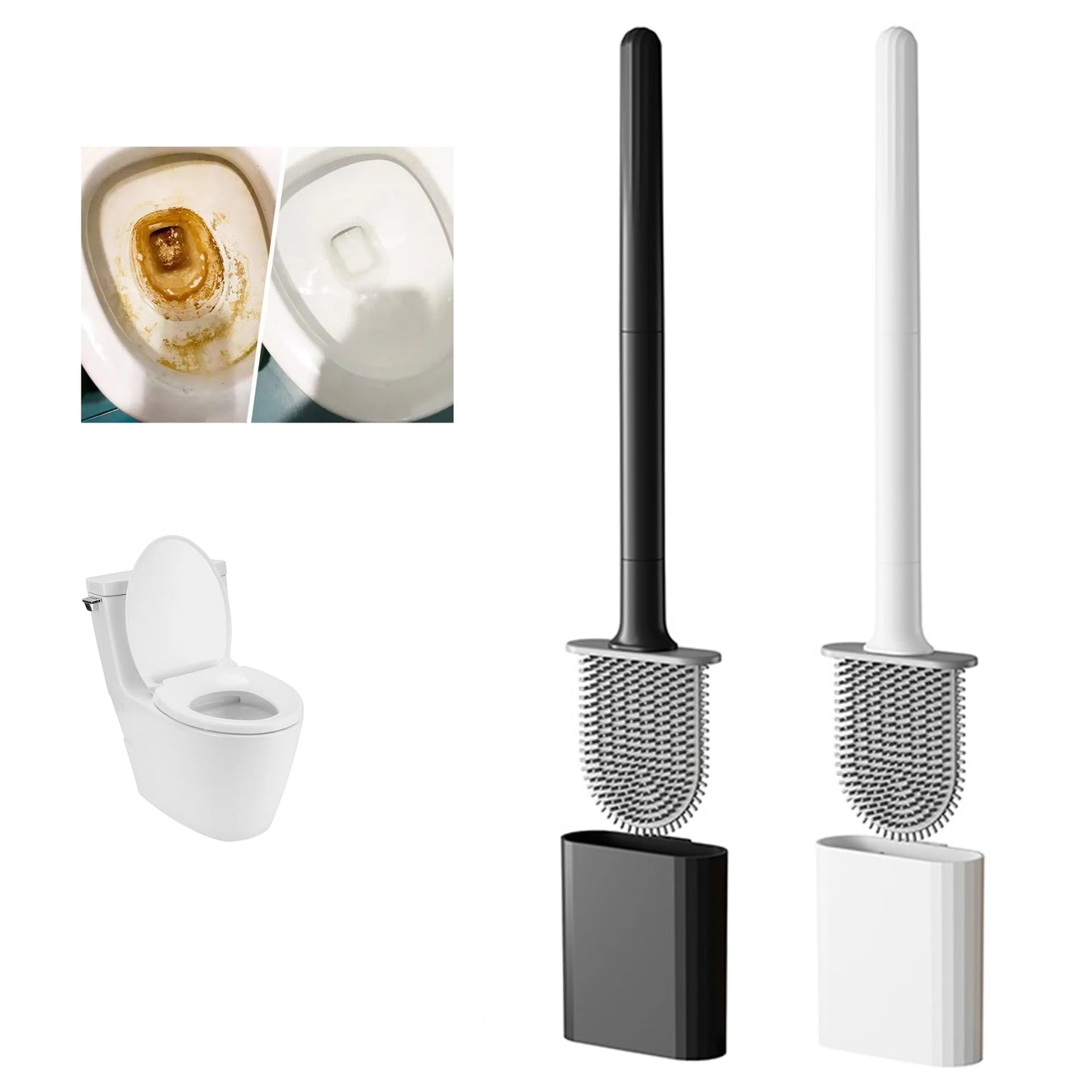 Silicone Toilet Bowl Brush with Long Handle