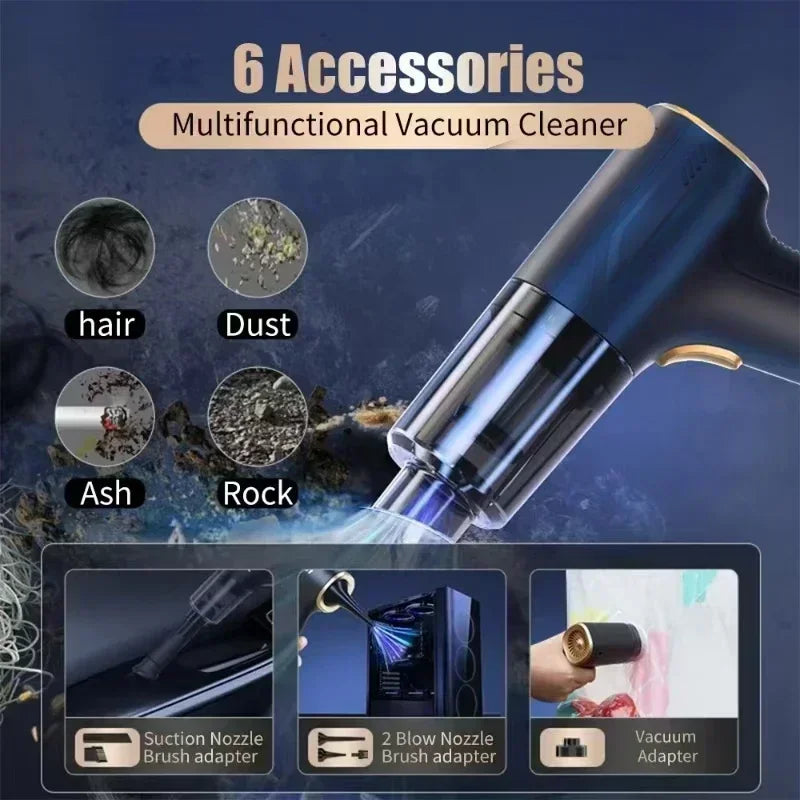 Mini Wireless Car Vacuum Cleaner – 98000PA Suction
