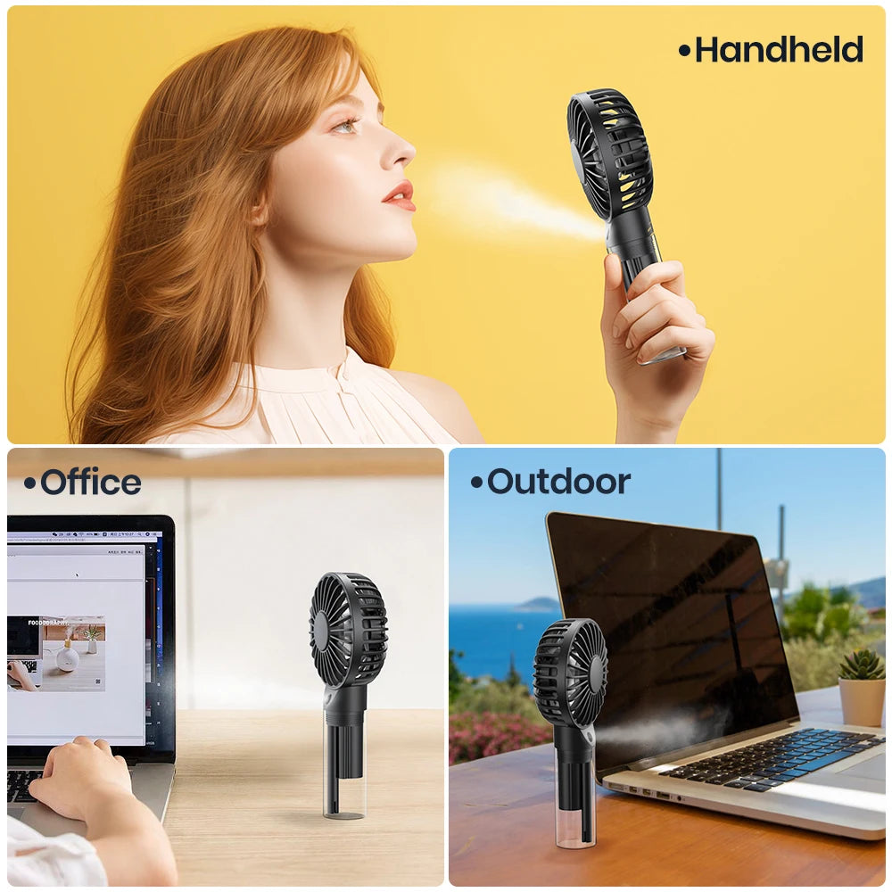 Mini Spray Fan, Portable & Rechargeable, Personal Misting Cooling