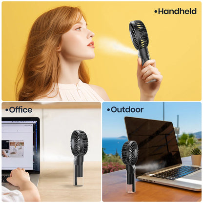 Mini Spray Fan, Portable & Rechargeable, Personal Misting Cooling