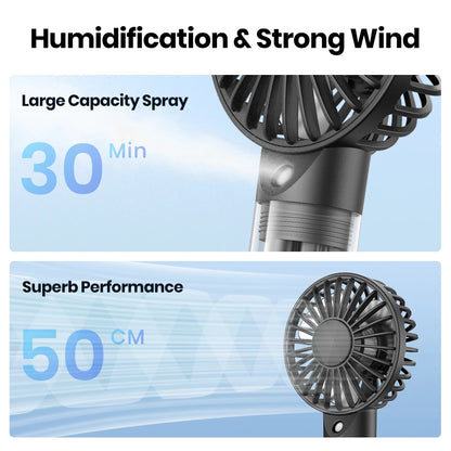 Mini Spray Fan, Portable & Rechargeable, Personal Misting Cooling