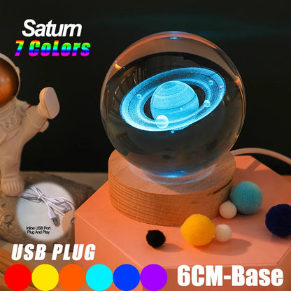 3D Galaxy Crystal Ball LED Night Light