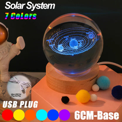3D Galaxy Crystal Ball LED Night Light