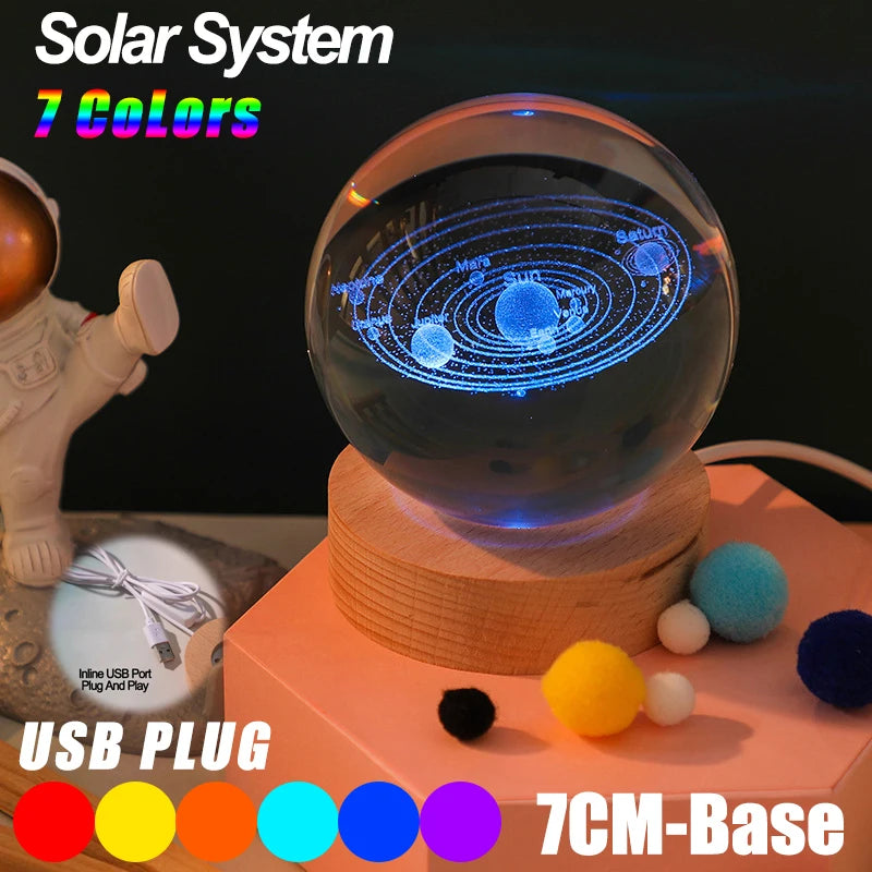 3D Galaxy Crystal Ball LED Night Light