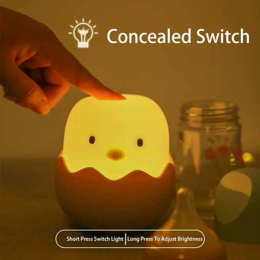 Eggshell Chicken LED Night Light with Touch Control & Rechargeable