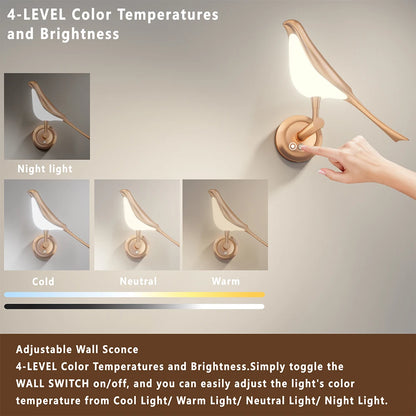 Nordic Rotatable Golden Bird LED Wall Lamp