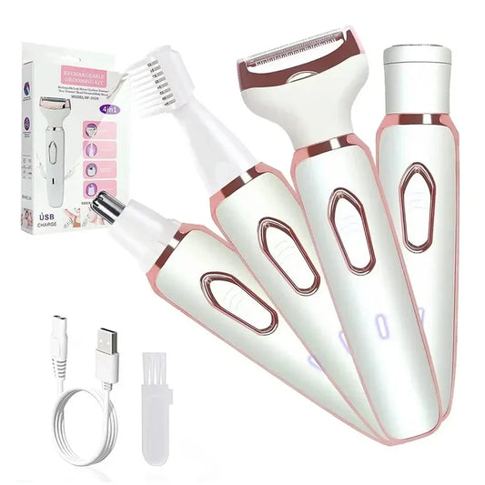 4-in-1 Electric Epilator for Women – Facial Hair Remover, Bikini, Nose & Eyebrow Trimmer