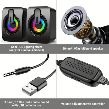 USB Wired Computer Speakers with LED Light