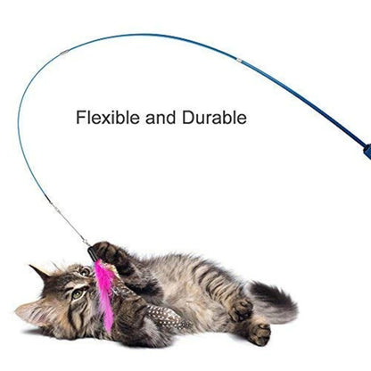 Telescopic Cat Feather Teaser Wand
