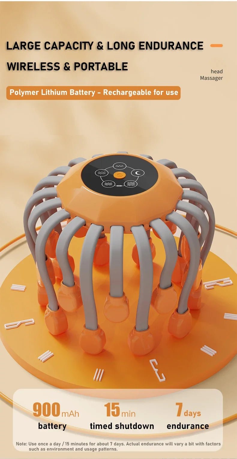 Octopus Scalp Massager 20 Heads + Red Light Therapy for Headaches