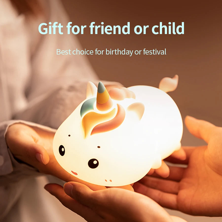 Rechargeable Silicone Unicorn LED Night Lamp