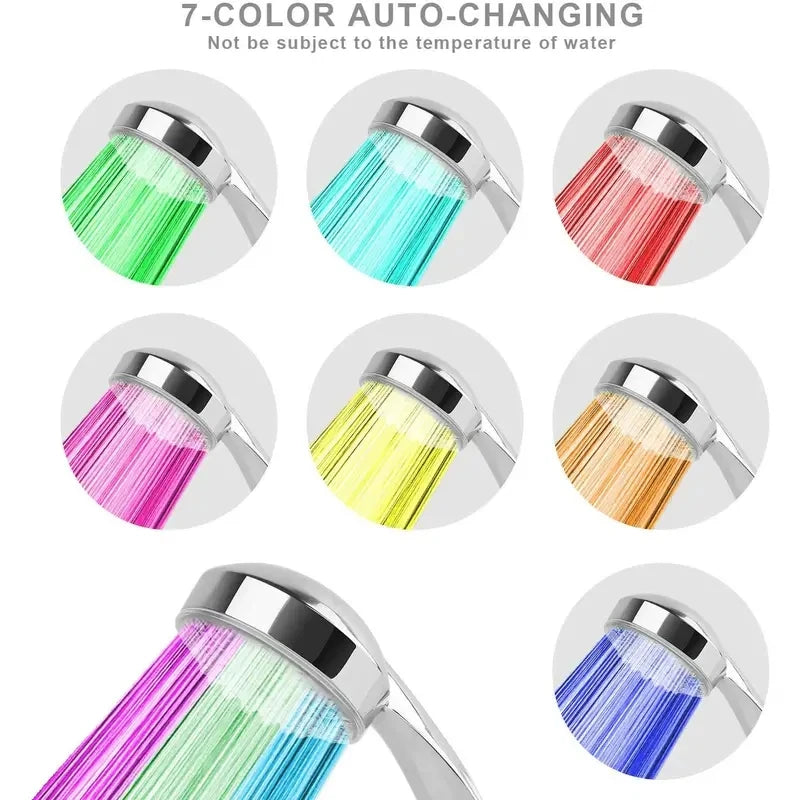 7-Color LED Rainfall Shower Head
