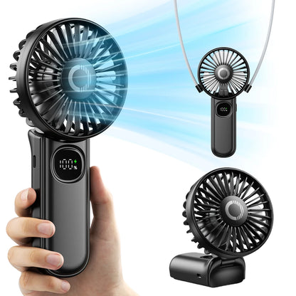 Foldable Handheld Fan with LED Display & 3000mAh Battery