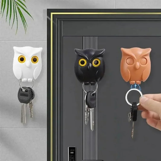 Owl Magnetic Key Hook – Auto Blinking & No-Punch Wall Decor