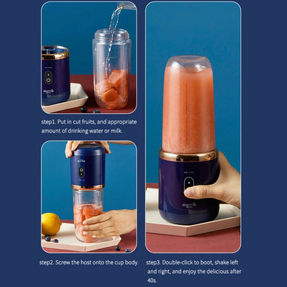 Portable USB Rechargeable Fruit Juicer 6-Blade Mini Blender Bottle