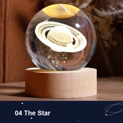 LED Galaxy Crystal Ball Night Light – Solar System 3D Milky Way